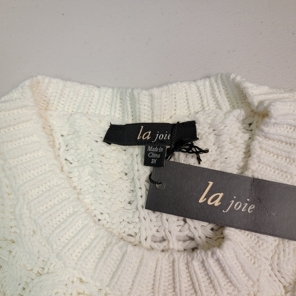 La Joie Cream Cable Knit Crewneck Sweater Women's Size 3X - Picture 3 of 6